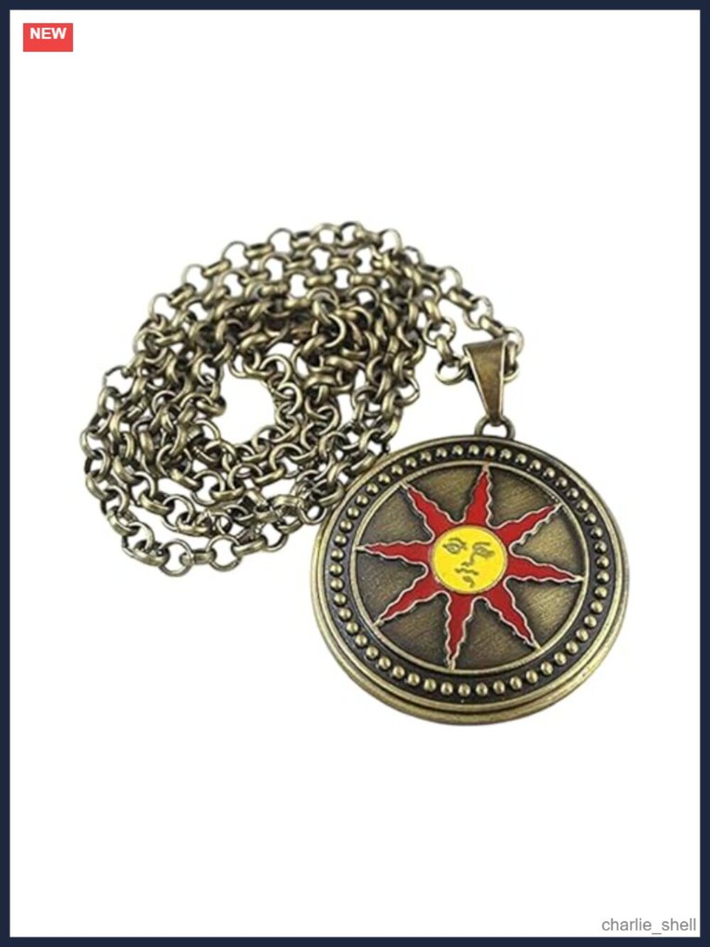 Sun Pendant Necklace Cosplay Fantasy Chain Charm Bronze